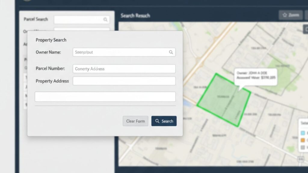 Search form interface for Butler County Parcel Data property lookup
